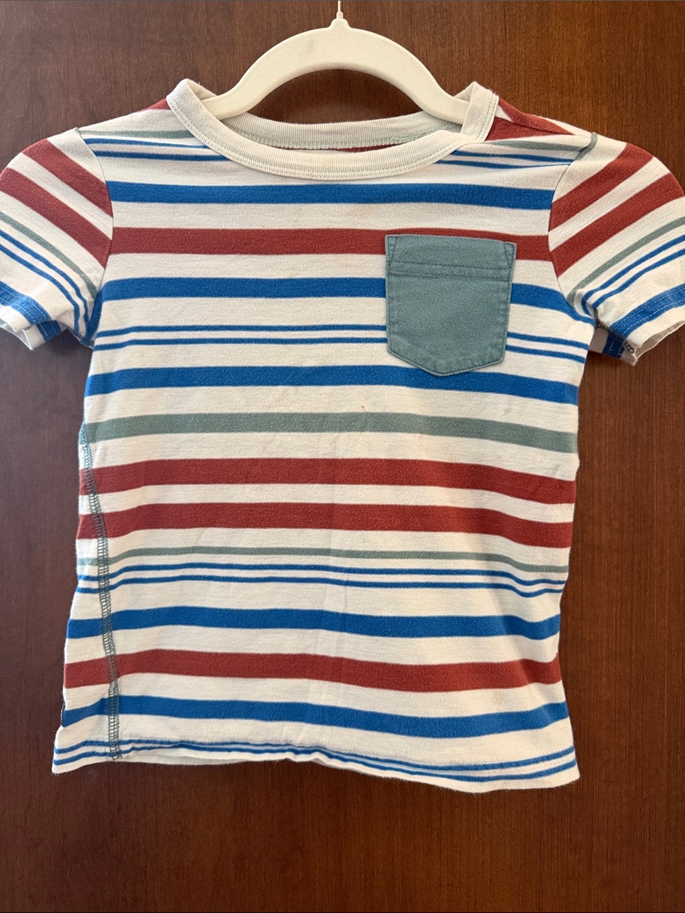 Tea Collection Striped Short-Sleeve Pocket Tee - Blue, Red, Green